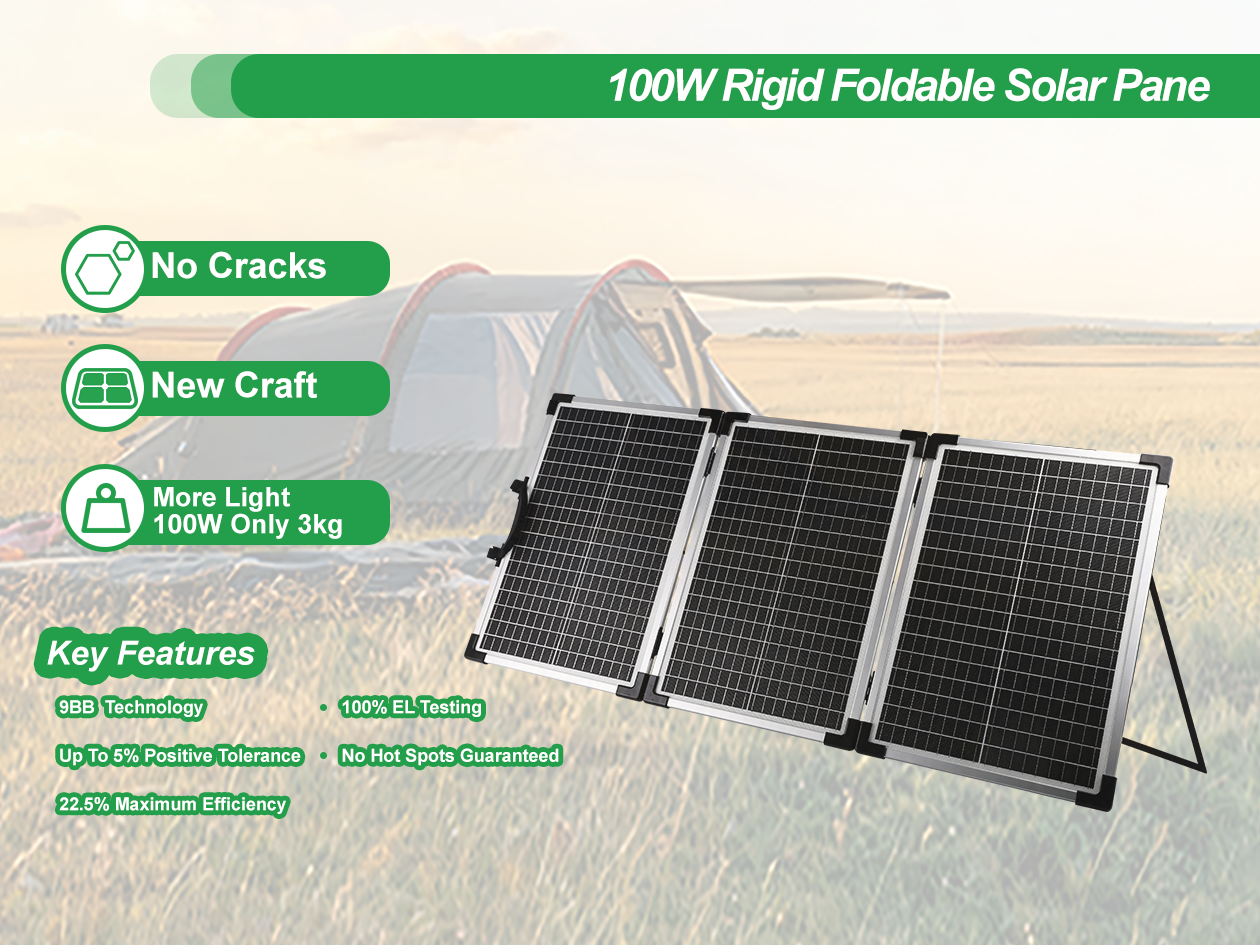 100W Rigid Foldable Solar Panels